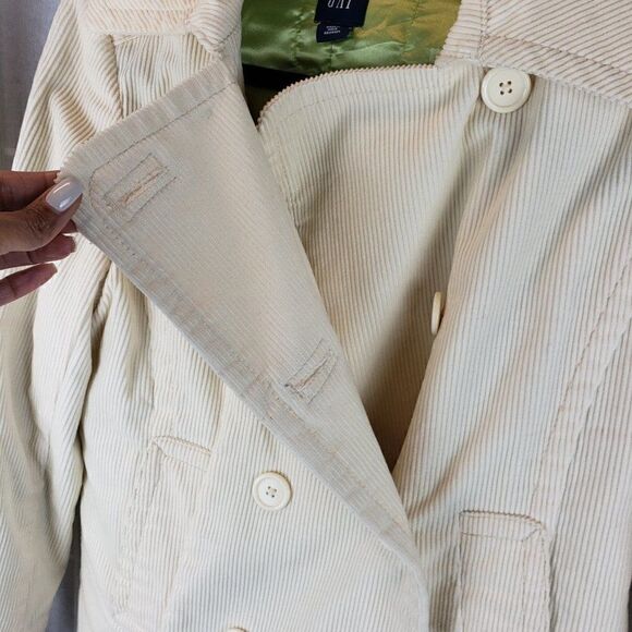 Gap Corduroy Off White Pea Coat Size Medium - Picture 3 of 8